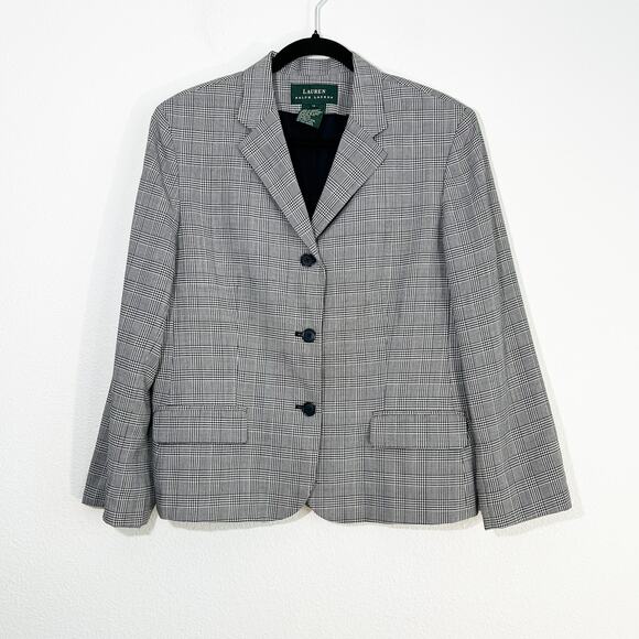 Vintage Lauren Ralph Lauren Blazer Womens 12 Houndstooth Classic Preppy Office - Picture 1 of 6